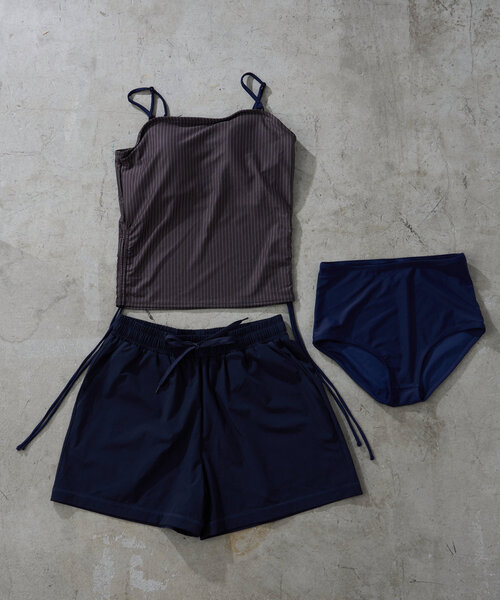 CIAOPANIC TYPY（チャオパニックティピー）の「【WEB限定】シャーリングサイドリボンストライプ水着3点セット（水着・レディース・ブラウン/オフホワイト/グレー・MEDIUM/LARGE/X-LARGE）」の15枚目の写真