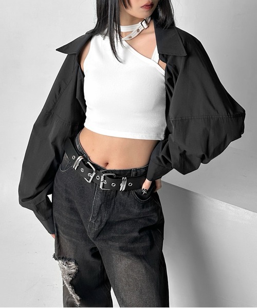 LVEU.（ラブユ.）の「【LVEU.】シンメトリーバックルベルト / ベルト グッズ 服飾雑貨 フェイクレザー ダブルバックル シンメトリー ハトメ ブラック（ベルト・レディース・ブラック・FREE）」の7枚目の写真