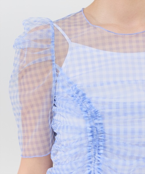 REDYAZEL(レディアゼル)の「ギンガムチェックチュールトップス(シャツ/ブラウス・レディース・ブルー系その他/ブラック系その他/ベージュ系その他・FREE)」の21枚目の写真