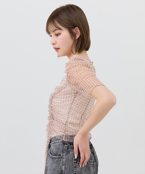 REDYAZEL(レディアゼル)の「ギンガムチェックチュールトップス(シャツ/ブラウス・レディース・ブルー系その他/ブラック系その他/ベージュ系その他・FREE)」の9枚目の写真