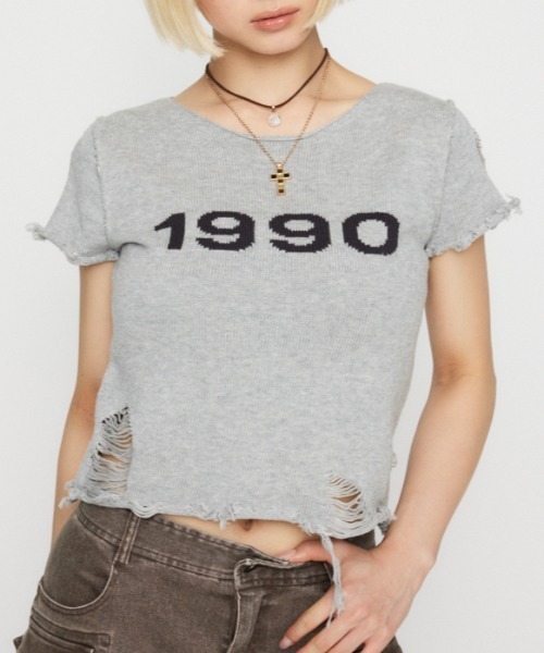 ASYMMETRY KNIT グレー Asymmetry knit tops（ニット/セーター）｜RIM.ARK（リムアーク