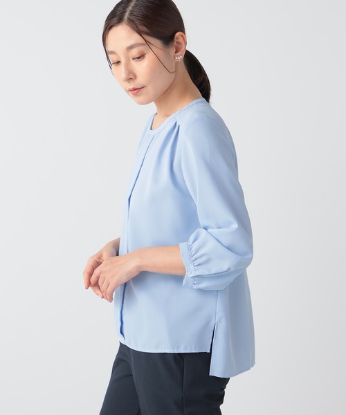 GALLORIA(ギャローリア)の「オフィススタイルにおすすめ パーツ付きブラウス(シャツ/ブラウス・レディース・ホワイト/サックスブルー/ネイビー・LL/S/M/L)」の12枚目の写真