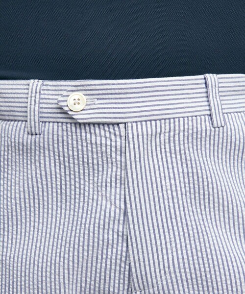 BROOKS BROTHERS(ブルックスブラザーズ)の「ストレッチコットン シアサッカー プレーンフロントパンツ Slim(スラックス・メンズ・ネイビー/ホワイト×ブルー・30inch/31inch/32inch/33inch/34inch/35inch/36inch/37inch/38inch/29inch)」の4枚目の写真