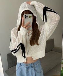 WEGO/メッシュニットショートパーカー