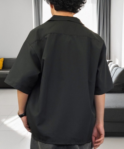 L'atelier(ラトリエ)の「ワイド シャツ 開襟 無地 切替 ハーフスリーブ(シャツ/ブラウス・メンズ・ブラック系1/グレー系1/ブルー系1/ホワイト系その他2/ブラック系その他2/ブルー系その他2/ホワイト系1・M/L)」の11枚目の写真