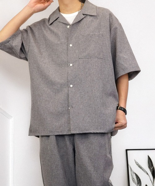 L'atelier(ラトリエ)の「ワイド シャツ 開襟 無地 切替 ハーフスリーブ(シャツ/ブラウス・メンズ・ブラック系1/グレー系1/ブルー系1/ホワイト系その他2/ブラック系その他2/ブルー系その他2/ホワイト系1・M/L)」の13枚目の写真