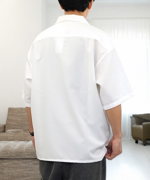 L'atelier(ラトリエ)の「ワイド シャツ 開襟 無地 切替 ハーフスリーブ(シャツ/ブラウス・メンズ・ブラック系1/グレー系1/ブルー系1/ホワイト系その他2/ブラック系その他2/ブルー系その他2/ホワイト系1・M/L)」の17枚目の写真