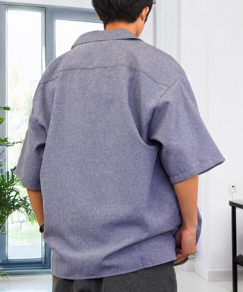 L'atelier(ラトリエ)の「ワイド シャツ 開襟 無地 切替 ハーフスリーブ(シャツ/ブラウス・メンズ・ブラック系1/グレー系1/ブルー系1/ホワイト系その他2/ブラック系その他2/ブルー系その他2/ホワイト系1・M/L)」の21枚目の写真