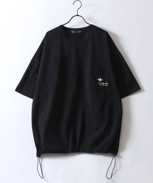 Mark Gonzales（マーク・ゴンザレス）の「MARK GONZALES ARTWORK COLLECTION/マークゴンザレス 別注 ワンポイント刺繍 ドローコード ビッグシルエット 半袖Tシャツ（Tシャツ/カットソー・メンズ・チャコール/ブラック/グレー系その他・M/L/XL）」の4枚目の写真