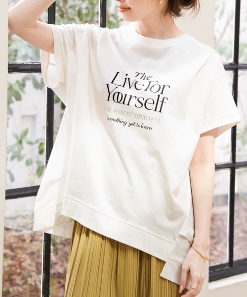 ikka(イッカ)の「【親子コーデ】ロゴフォトプリントチュニックT(Tシャツ/カットソー・レディース・ベージュ/ブラック/オフホワイト/モカ・S/L/M)」の2枚目の写真