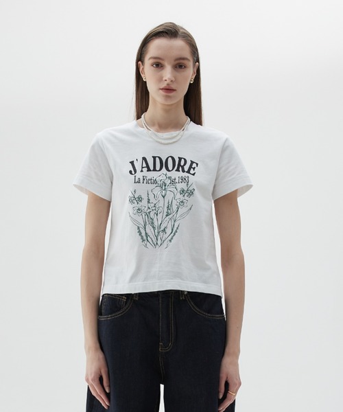 LARTIGENT(ラーティゼン)の「LY FLOWER T-SHIRT(Tシャツ/カットソー・レディース・ホワイト/ネイビー・FREE)」の8枚目の写真