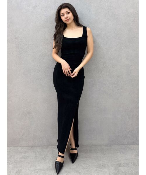 GYDA(ジェイダ)の「バックオープンジップスリットリブニットロングワンピース(ワンピース・レディース・グレー/ブラック・FREE)」の16枚目の写真