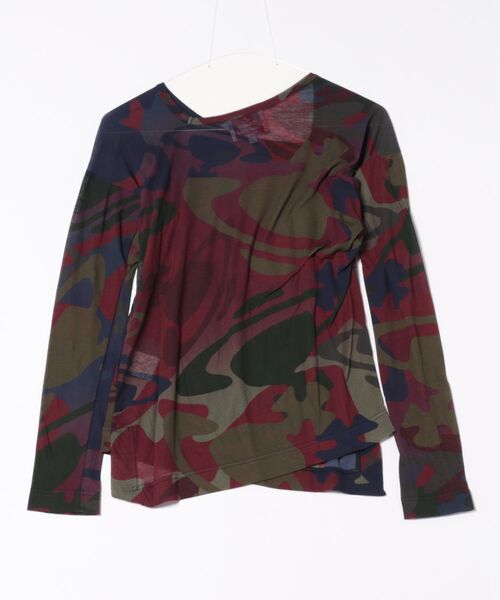 Vivienne Westwood（ヴィヴィアンウエストウッド）の「100/-追撚天竺CAMO ORB PRINT ｽｸｲｸﾞﾙﾄｯﾌﾟ（Tシャツ/カットソー・レディース・カーキ・FREE）」の2枚目の写真