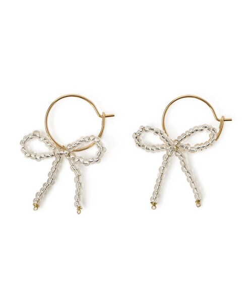 ROPE' PICNIC(ロペピクニック)の「ビーズリボンフープピアス(ピアス(両耳用)・レディース・ホワイト/ブラック・FREE)」の8枚目の写真