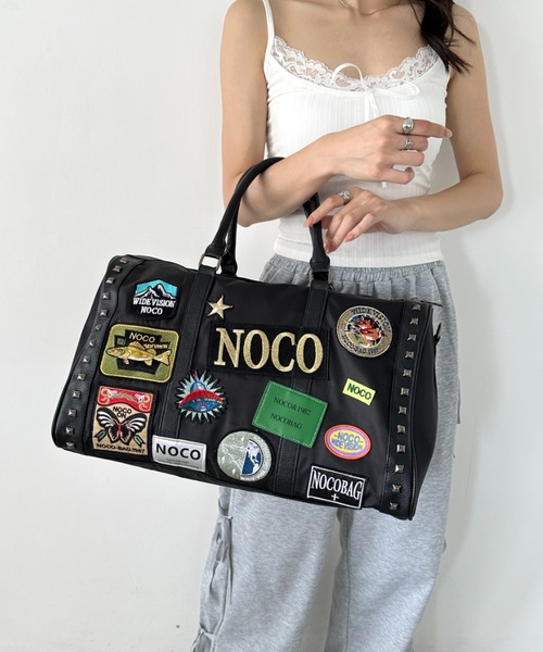 wears（ウェアーズ）の「【大容量】ワッペンスタッズデザインボストンバッグ トラベルバッグ（ボストンバッグ・レディース・ブラック/カーキ・FREE）」の3枚目の写真