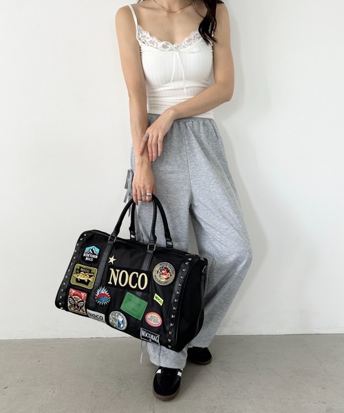 wears（ウェアーズ）の「【大容量】ワッペンスタッズデザインボストンバッグ トラベルバッグ（ボストンバッグ・レディース・ブラック/カーキ・FREE）」の7枚目の写真