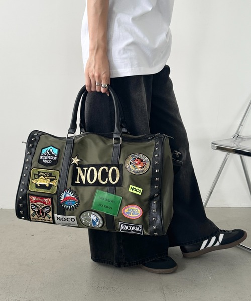 wears（ウェアーズ）の「【大容量】ワッペンスタッズデザインボストンバッグ トラベルバッグ（ボストンバッグ・レディース・ブラック/カーキ・FREE）」の8枚目の写真