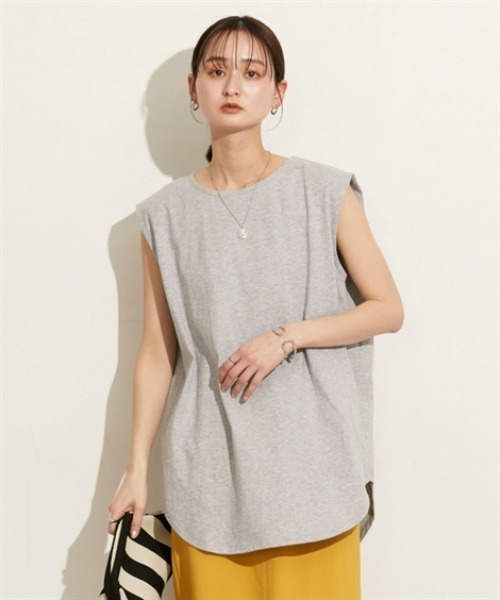 nissen(ニッセン)の「レイヤードにもOK お尻すっぽりロング丈タンクトップ(Tシャツ/カットソー・レディース・ベージュ/オフホワイト/杢グレー/ブラック・S~M/L~LL)」の15枚目の写真