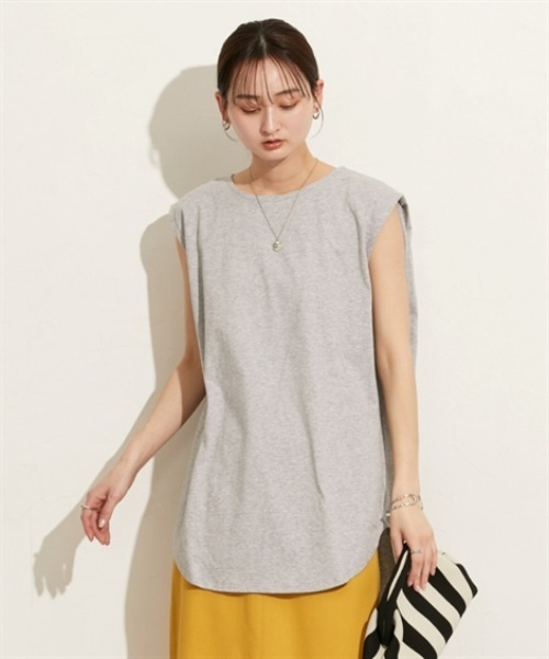 nissen(ニッセン)の「レイヤードにもOK お尻すっぽりロング丈タンクトップ(Tシャツ/カットソー・レディース・ベージュ/オフホワイト/杢グレー/ブラック・S~M/L~LL)」の16枚目の写真