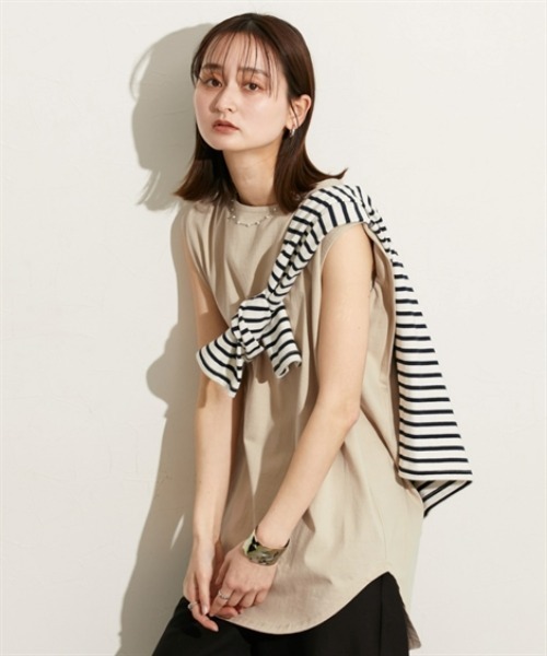 nissen(ニッセン)の「レイヤードにもOK お尻すっぽりロング丈タンクトップ(Tシャツ/カットソー・レディース・ベージュ/オフホワイト/杢グレー/ブラック・S~M/L~LL)」の22枚目の写真