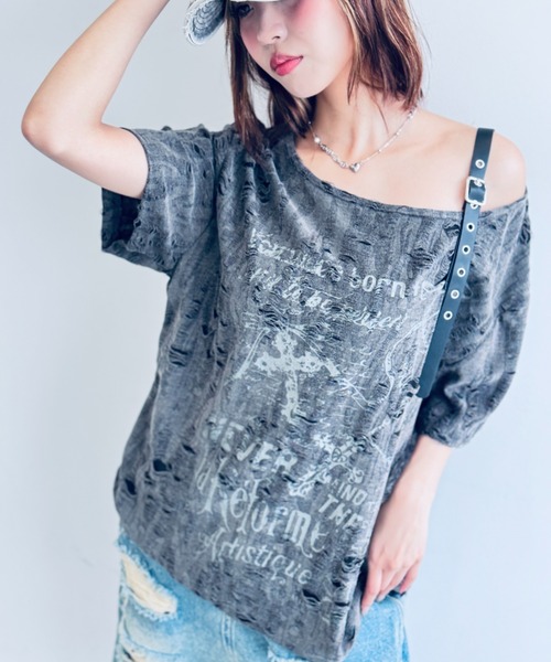 グランジ】ストラップTシャツ（Tシャツ/カットソー）｜Y2K