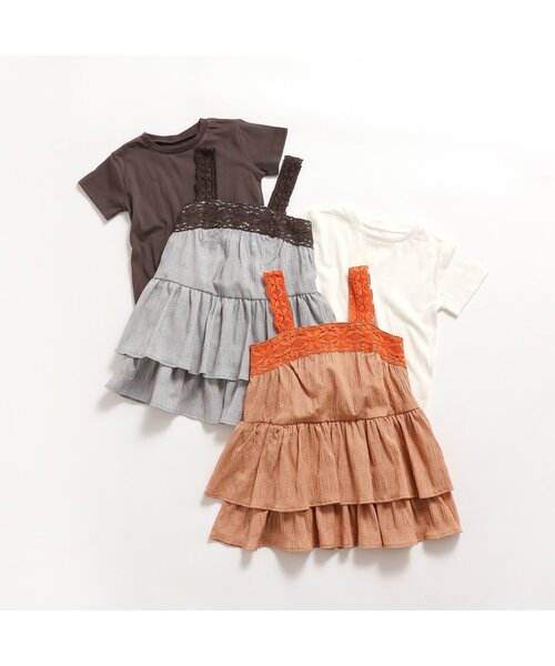 BREEZE(ブリーズ)の「【ジュニア対応】2Pティアードワンピース(ワンピース・キッズ・オレンジ/ブラック・80/90/100/110/120/130/140)」の3枚目の写真