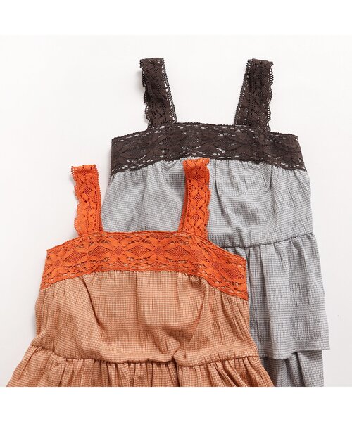 BREEZE(ブリーズ)の「【ジュニア対応】2Pティアードワンピース(ワンピース・キッズ・オレンジ/ブラック・80/90/100/110/120/130/140)」の4枚目の写真