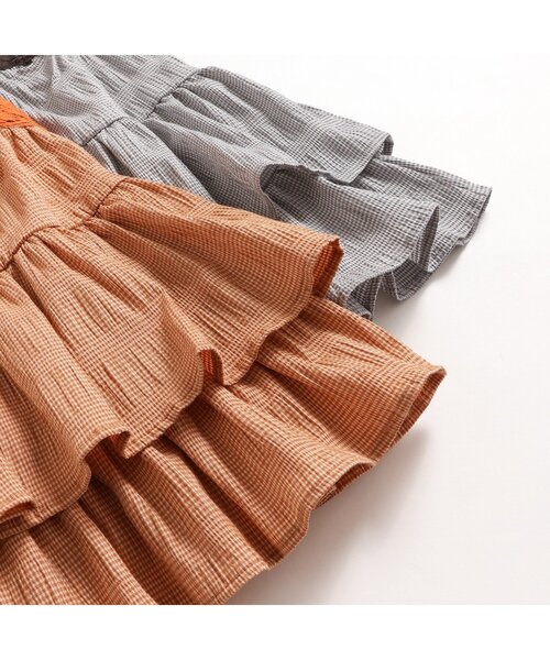 BREEZE(ブリーズ)の「【ジュニア対応】2Pティアードワンピース(ワンピース・キッズ・オレンジ/ブラック・80/90/100/110/120/130/140)」の6枚目の写真