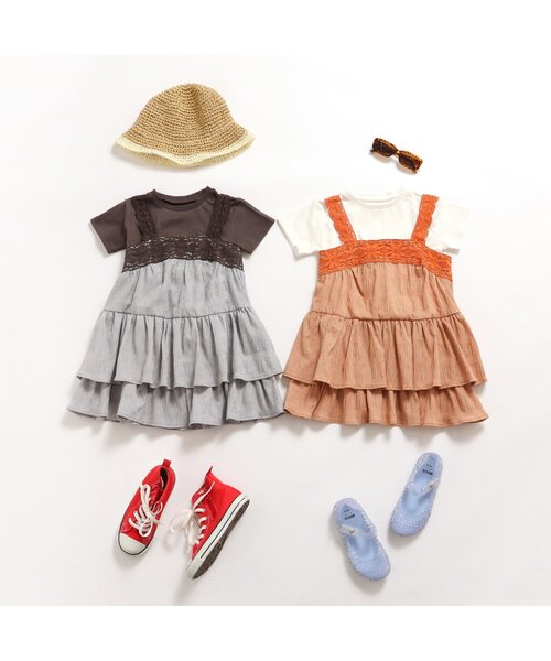 BREEZE(ブリーズ)の「【ジュニア対応】2Pティアードワンピース(ワンピース・キッズ・オレンジ/ブラック・80/90/100/110/120/130/140)」の8枚目の写真