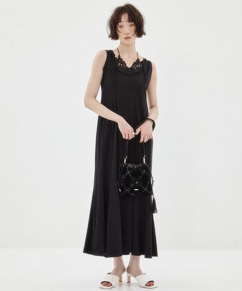 【MURRAL/ミューラル】ヴァイン エンブロイダードジャージードレス グレー MURRAL/ミューラル】Vine embroidered jersey dress/ヴァイン
