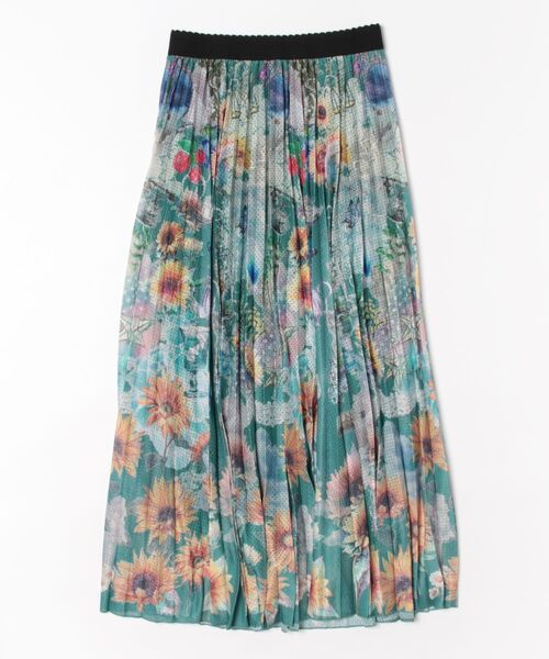 新品　イズスカラー　ヒマワリ柄　プリーツメッシュスカート　Ｍ イズスカラー / ヒマワリ柄プリーツメッシュスカート | BRAND