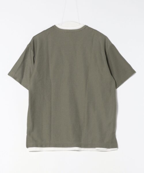 NO NEED(ノーニード)の「リップル半袖Tシャツインナーセット(Tシャツ/カットソー・メンズ・オリーブ/ネイビー/ベージュ・S/M/L/LL)」の4枚目の写真