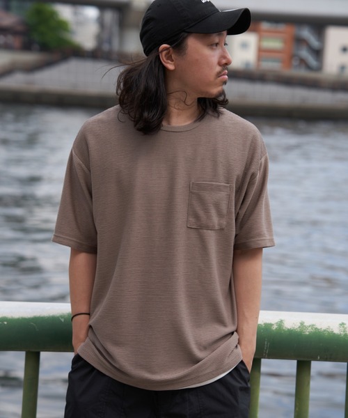 NO NEED(ノーニード)の「リップル半袖Tシャツインナーセット(Tシャツ/カットソー・メンズ・オリーブ/ネイビー/ベージュ・S/M/L/LL)」の2枚目の写真
