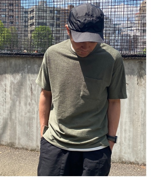 NO NEED(ノーニード)の「リップル半袖Tシャツインナーセット(Tシャツ/カットソー・メンズ・オリーブ/ネイビー/ベージュ・S/M/L/LL)」の3枚目の写真