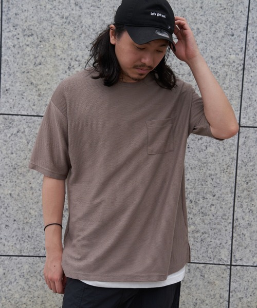NO NEED(ノーニード)の「リップル半袖Tシャツインナーセット(Tシャツ/カットソー・メンズ・オリーブ/ネイビー/ベージュ・S/M/L/LL)」の6枚目の写真
