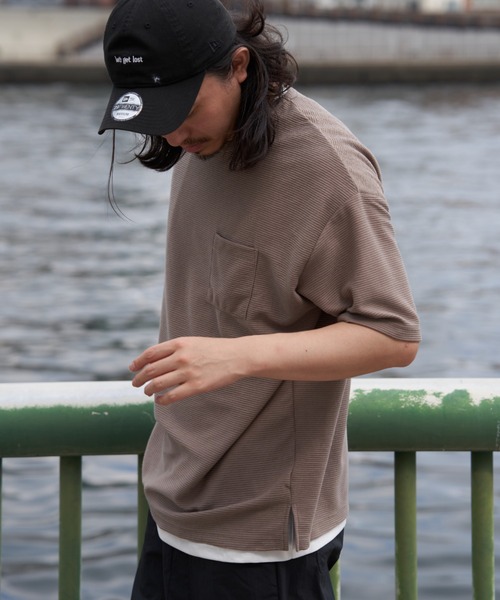 NO NEED(ノーニード)の「リップル半袖Tシャツインナーセット(Tシャツ/カットソー・メンズ・オリーブ/ネイビー/ベージュ・S/M/L/LL)」の8枚目の写真
