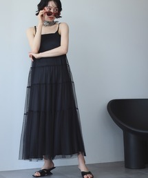 Ampirula（アンピルーラ）の「チュールティアードロングワンピース（ワンピース）」