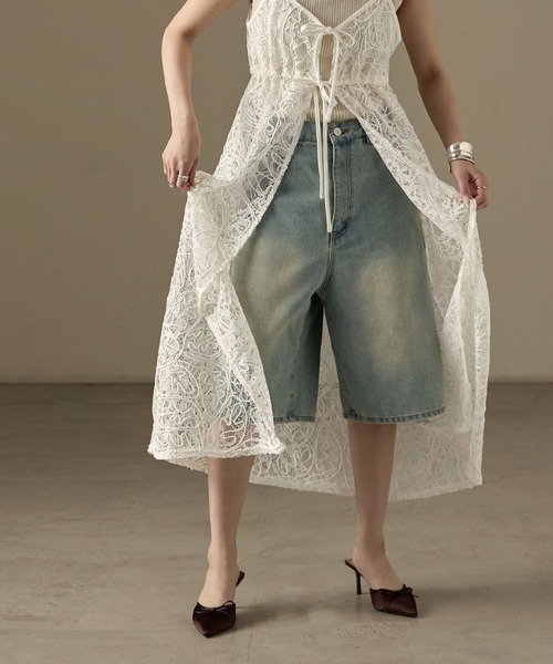 Fashion Letter（ファッションレター）の「コードレース  キャミワンピース（ワンピース・レディース・ブラック/オフホワイト・M）」の7枚目の写真