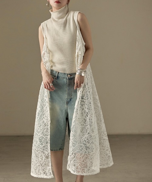 Fashion Letter（ファッションレター）の「コードレース  キャミワンピース（ワンピース・レディース・ブラック/オフホワイト・M）」の12枚目の写真