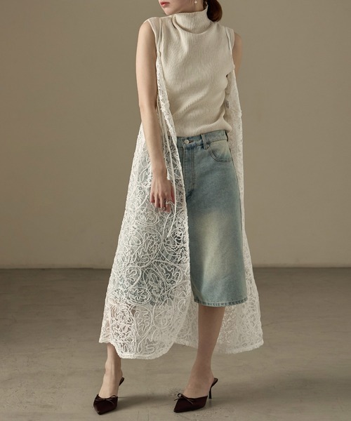Fashion Letter（ファッションレター）の「コードレース  キャミワンピース（ワンピース・レディース・ブラック/オフホワイト・M）」の13枚目の写真