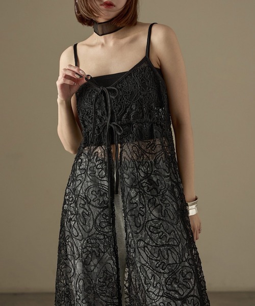Fashion Letter（ファッションレター）の「コードレース  キャミワンピース（ワンピース・レディース・ブラック/オフホワイト・M）」の18枚目の写真