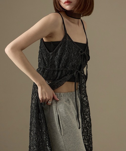 Fashion Letter（ファッションレター）の「コードレース  キャミワンピース（ワンピース・レディース・ブラック/オフホワイト・M）」の19枚目の写真