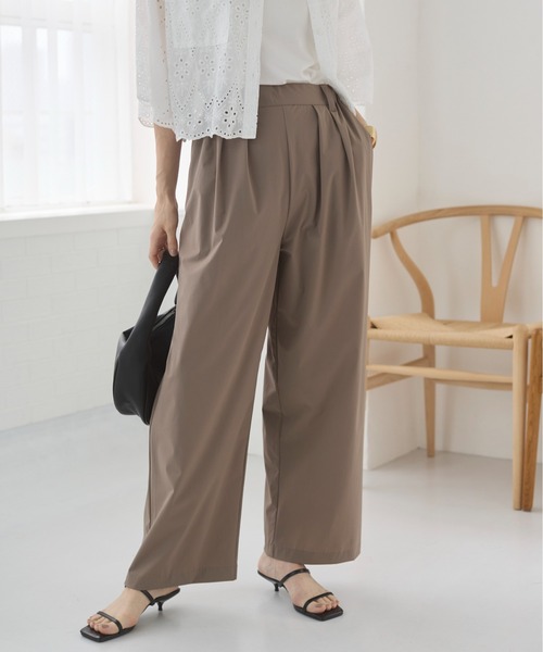 ANGIE（アンジー）の「【接触冷感/撥水/UVケア/ストレッチ/シワになりにくい】ワイドパンツ（その他パンツ・レディース・ブラック/ベージュ・FREE）」の5枚目の写真