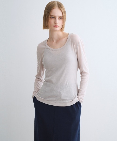 three dots(スリードッツ)の「シアージェシカ(Tシャツ/カットソー・レディース・ブラック/ライトブルー/グレー/チャコールグレー/ブルー/ネイビー/グリーン/イエロー系その他/ライトグレー/ホワイト・SMALL/MEDIUM)」の6枚目の写真