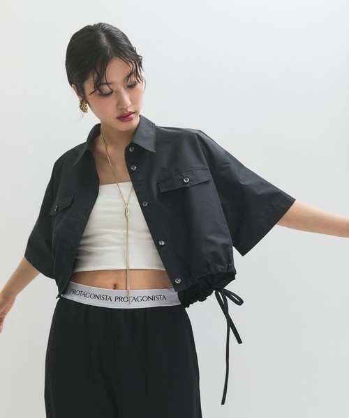 美品୨୧アダムエロペ サステナブル タフタクロップドブラウス　コクーン ADAM ET ROPE'（アダムエロペ）の「【サステナブル