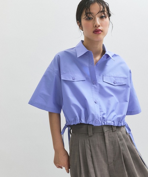 逸品】・【サステナブル】クロップドギャザリングシャツ（シャツ