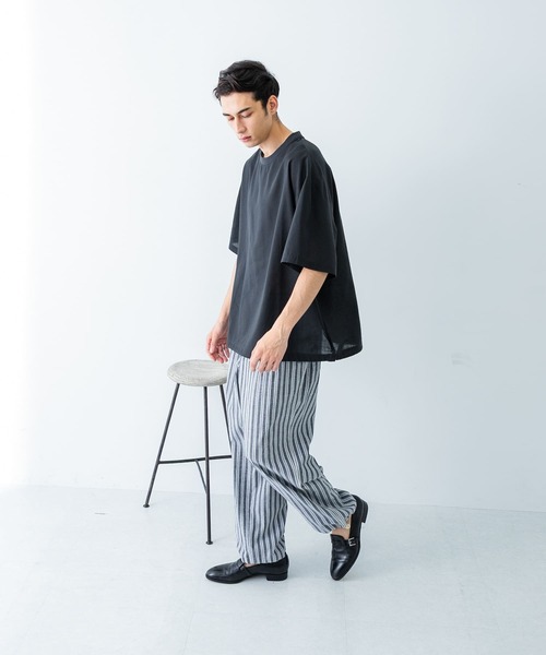 ✨美品✨近年 慈雨 サルエルパンツ ペチコート付き ストライプ イージーパンツ イージーライフ UVカット トリプルガーゼ サルエル風パンツ