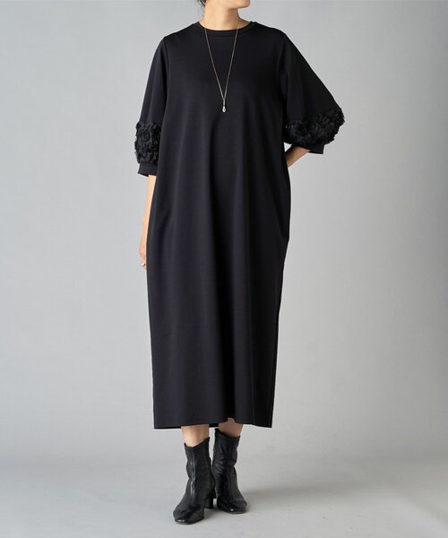 BEARDSLEY ビアズリー バテンレースリネンワンピース ブラック BEARDSLEY（ビアズリー）の「バテンレースワンピース