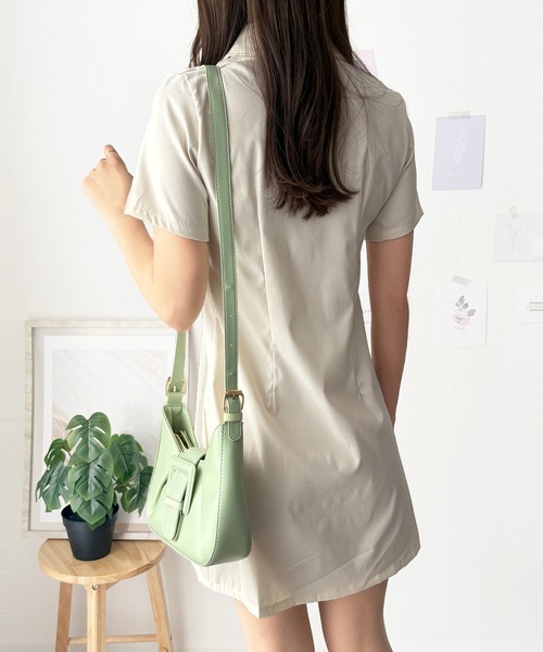Dewlily(デューリリー)の「一枚でコーデが完成!アウターを合わせても可愛い◎半袖ミニシャツワンピース(ワンピース・レディース・ブラウン/ホワイト/ベージュ/ブラック・S/M)」の17枚目の写真