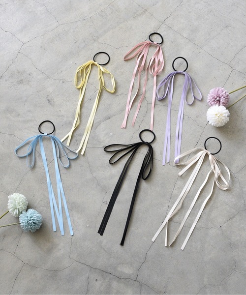 styiro(スタイロ)の「ダブルリボンヘアゴム 2個セット(ヘアゴム・レディース・ブルー/ブラック/アイボリー/ピンクベージュ/ラベンダー/イエロー・FREE)」の14枚目の写真